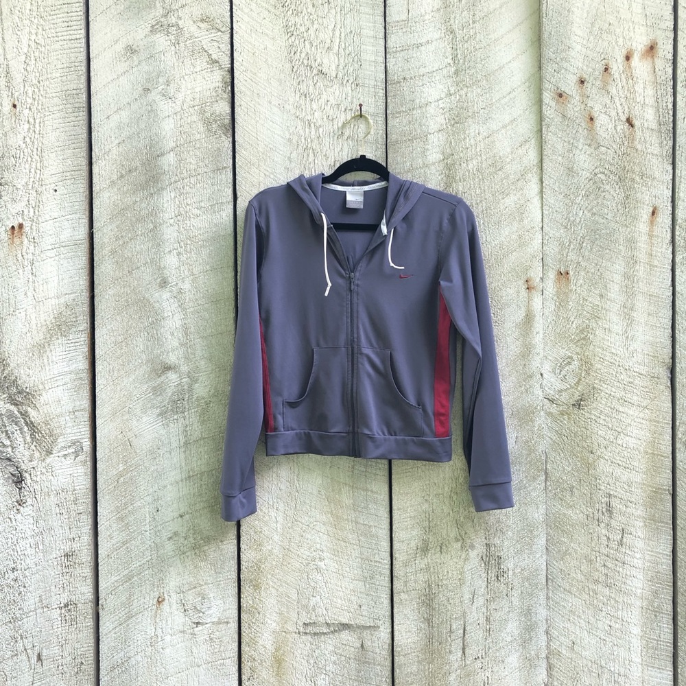Nike | athletics gray and red zip up hoodie